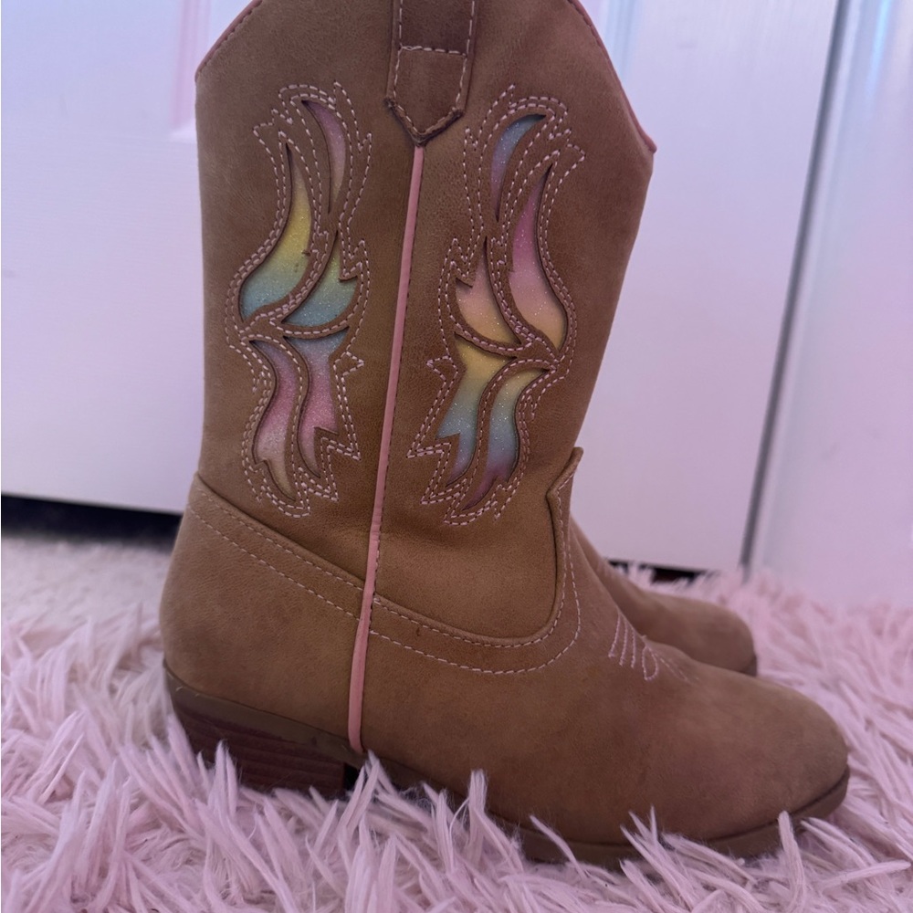 Sugar Kids Tan Boots with Pastel Accents